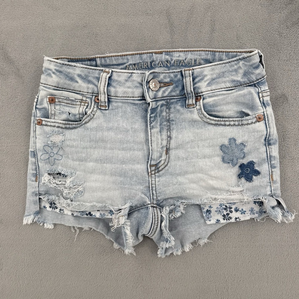 American Eagle Next Level Shorts Womens Size 000 Stretch Distressed High Rise